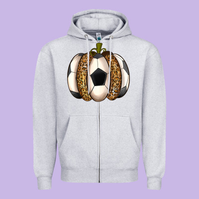 Soccer Pumpkin Zipper Hoodie Designed By Texasbilliewilder