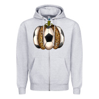 Heather Grey Soccer Pumpkin Zipper Hoodie - texasbilliewilder