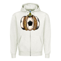Oatmeal Heather Soccer Pumpkin Zipper Hoodie - texasbilliewilder
