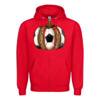 Red Soccer Pumpkin Zipper Hoodie - texasbilliewilder