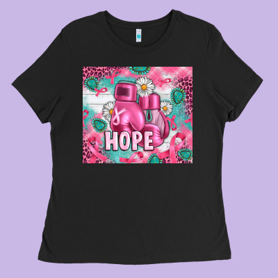 Breast Cancer Boxing Gloves Ladies Tee Designed By Artiststas
