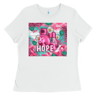 White Breast Cancer Boxing Gloves Ladies Tee - Artiststas