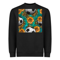 Black soccer balls and sunflowers with leopard and gemstone seamless pattern Heavyweight Sweatshirt - BundleAndBundleShop