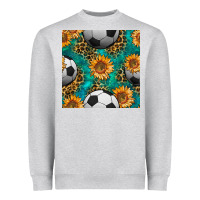 Heather Grey soccer balls and sunflowers with leopard and gemstone seamless pattern Heavyweight Sweatshirt - BundleAndBundleShop