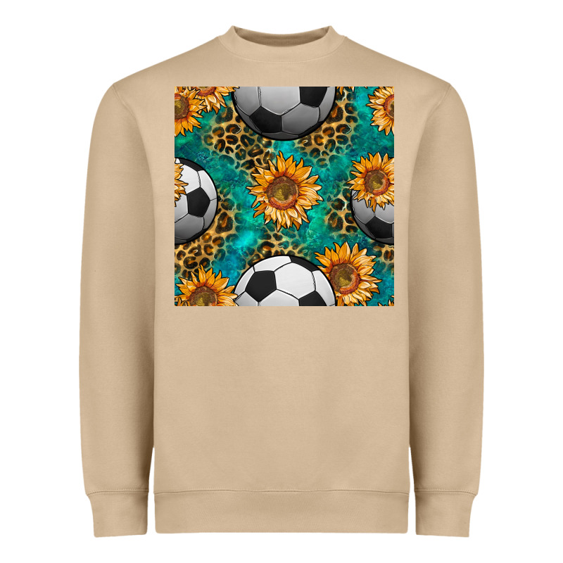 Soccer Balls And Sunflowers With Leopard And Gemstone Seamless Pattern Heavyweight Sweatshirt by BundleAndBundleShop | Teevron