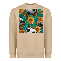 Mushroom soccer balls and sunflowers with leopard and gemstone seamless pattern Heavyweight Sweatshirt - BundleAndBundleShop