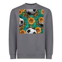 Storm soccer balls and sunflowers with leopard and gemstone seamless pattern Heavyweight Sweatshirt - BundleAndBundleShop