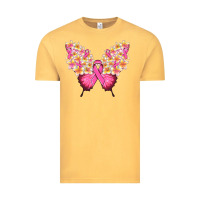 Vintage Mustard Pink ribbon Breast Cancer butterfly Vintage Tee - NancyCooperArtShop