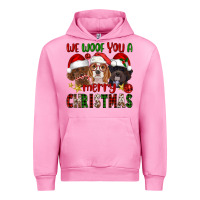 Fuchsia Pink We Woof You A Merry Christmas Urban Hoodie - FaDigitalArtStudio