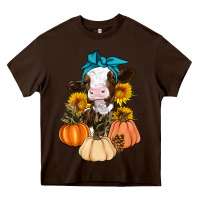 Chocolate Brown Cow Fall Pumpkin Heavy Core Tee - Artiststas