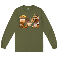 Army Green Bakery Coffee Cups With Cookie Bbs Long Sleeve Tee - BundleAndBundleShop