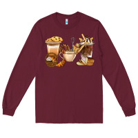 Burgundy Bakery Coffee Cups With Cookie Bbs Long Sleeve Tee - BundleAndBundleShop