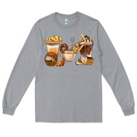 Heather Grey Bakery Coffee Cups With Cookie Bbs Long Sleeve Tee - BundleAndBundleShop