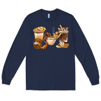 Navy Bakery Coffee Cups With Cookie Bbs Long Sleeve Tee - BundleAndBundleShop