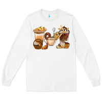 White Bakery Coffee Cups With Cookie Bbs Long Sleeve Tee - BundleAndBundleShop
