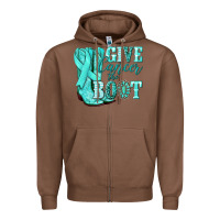 Chestnut Give Cancer the boot Ovarian Cancer teal ribbon Zipper Hoodie - NancyCooperArtShop