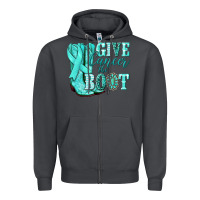 Smoke Give Cancer the boot Ovarian Cancer teal ribbon Zipper Hoodie - NancyCooperArtShop