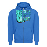 True Royal Give Cancer the boot Ovarian Cancer teal ribbon Zipper Hoodie - NancyCooperArtShop