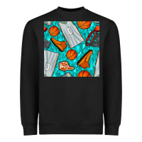 Black basketball uniform and hoop seamless pattern Heavyweight Sweatshirt - BundleAndBundleShop