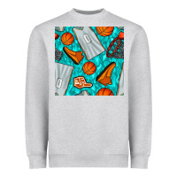 Heather Grey basketball uniform and hoop seamless pattern Heavyweight Sweatshirt - BundleAndBundleShop