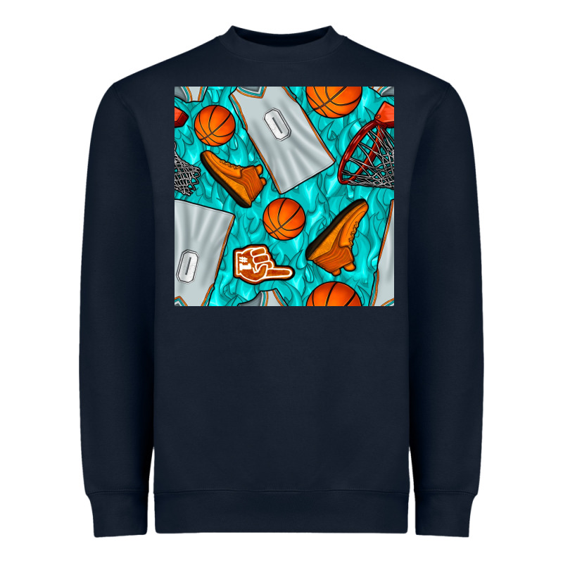 Basketball Uniform And Hoop Seamless Pattern Heavyweight Sweatshirt by BundleAndBundleShop | Teevron