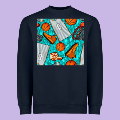 Basketball Uniform And Hoop Seamless Pattern Heavyweight Sweatshirt Designed By Bundleandbundleshop