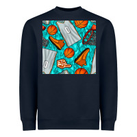 Navy basketball uniform and hoop seamless pattern Heavyweight Sweatshirt - BundleAndBundleShop