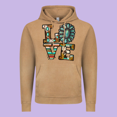 Turquoise Serape Love Vintage Hoodie Designed By Jasminsmagicworld