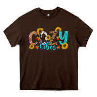Chocolate Brown Cozy Vibes Fall Sunflowers Heavy Core Tee - Artiststas