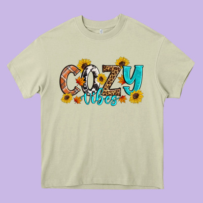 Cozy Vibes Fall Sunflowers Heavy Core Tee Designed By Artiststas