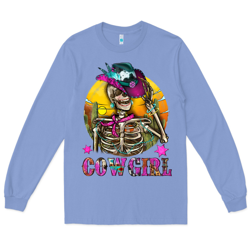 Cowgirl Skeleton With Landscape Long Sleeve Tee by BundleAndBundleShop | Teevron