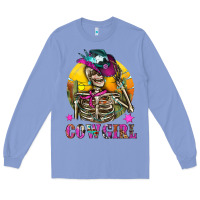 Colony Blue Cowgirl Skeleton With Landscape Long Sleeve Tee - BundleAndBundleShop