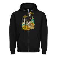 Black Sunflowers Cow Zipper Hoodie - texasbilliewilder