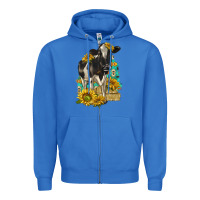 True Royal Sunflowers Cow Zipper Hoodie - texasbilliewilder