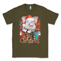 Army Green merry Christmas pig Classic Tee - CowhideDigitalArt