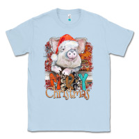 Dusty Blue merry Christmas pig Classic Tee - CowhideDigitalArt