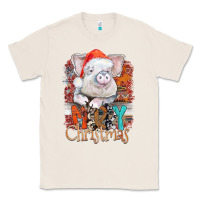 Natural merry Christmas pig Classic Tee - CowhideDigitalArt