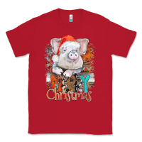 Red merry Christmas pig Classic Tee - CowhideDigitalArt