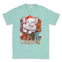 Seafoam merry Christmas pig Classic Tee - CowhideDigitalArt