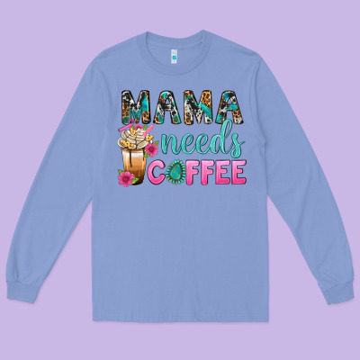 Mama Needs Coffee Bbs Long Sleeve Tee Designed By Bundleandbundleshop