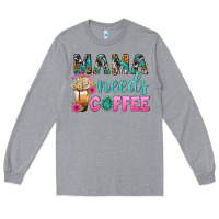 Heather Grey Mama Needs Coffee Bbs Long Sleeve Tee - BundleAndBundleShop