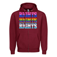 Burgundy Rights rights rights Zipper Hoodie - NancyCooperArtShop
