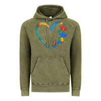 Vintage Olive autism heart Vintage Hoodie - MaliasSmallBusiness