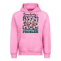 Fuchsia Pink Somebody's Problem Hand Skeleton Urban Hoodie - FaDigitalArtStudio