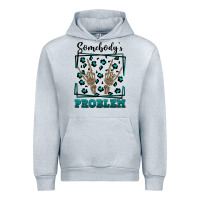 Heather Grey Somebody's Problem Hand Skeleton Urban Hoodie - FaDigitalArtStudio