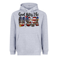 Heather Grey god bless the usa Heavyweight Hoodie - CowGirlArtShop