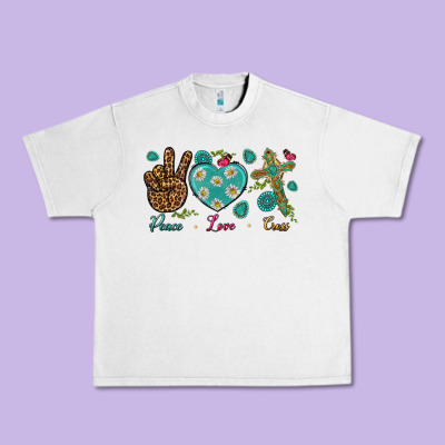 Peace Love Cross Urban Heavy Tee Designed By Nancycooperartshop