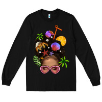 Black Beach Hair Afro Messy Bun Bbs Long Sleeve Tee - BundleAndBundleShop