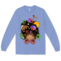 Colony Blue Beach Hair Afro Messy Bun Bbs Long Sleeve Tee - BundleAndBundleShop