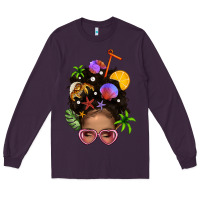 Plum Beach Hair Afro Messy Bun Bbs Long Sleeve Tee - BundleAndBundleShop